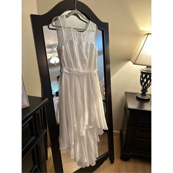 NEW Lace Short Bridesmaid Dress Cap Sleeve Cocktail L - Picture 2 of 4